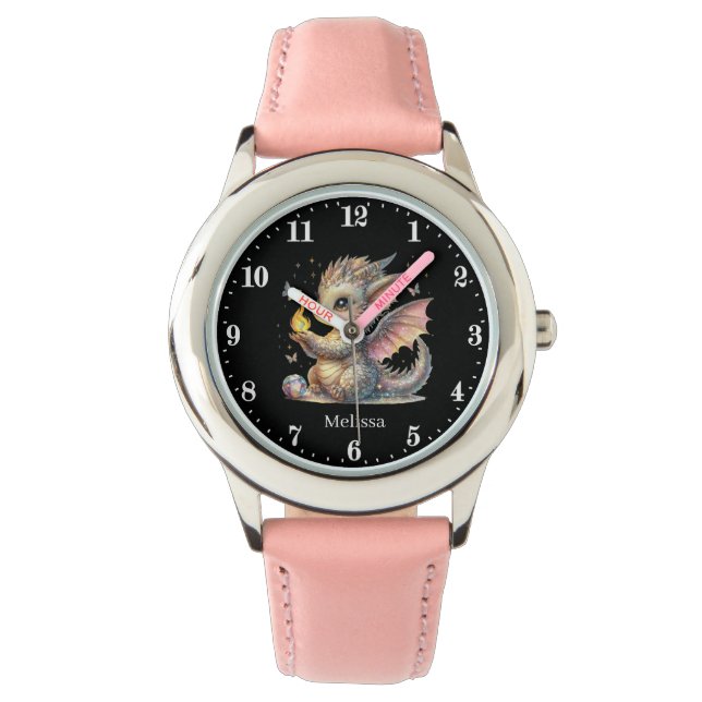 Schattige Meisje Dragon Voeg naam toe Horloge (Voorkant)