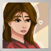 Schattige Meisje Eenvoudige Achtergrond Handgeteke Poster (Voorkant)