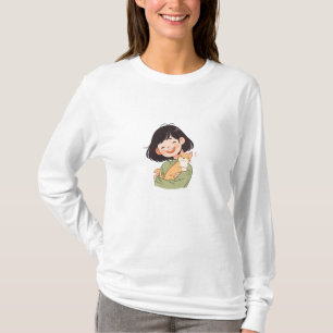 Schattige meisje en haar katachtige vriend t-shirt