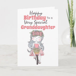 Schattige meisje fietsen speciale kleindochter kaart