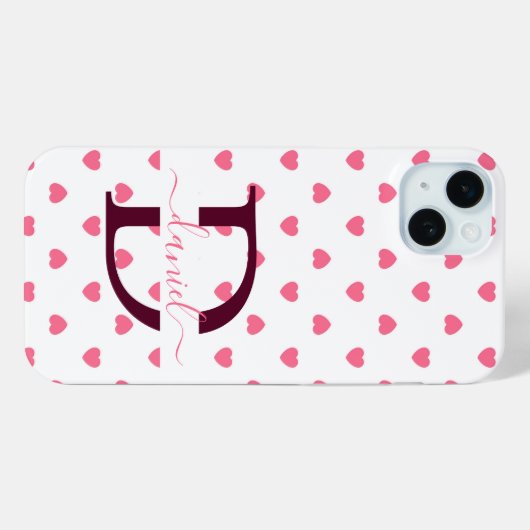 Schattige Meisje Gepersonaliseerd Monogram Roze Ha Case-Mate iPhone Case (Achterkant (horizontaal))