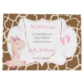 Schattige Meisje Giraffe Baby shower Dank u Groot Cadeauzakje (Achterkant)