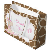 Schattige Meisje Giraffe Baby shower Dank u Groot Cadeauzakje (Voorkant Gekanteld)