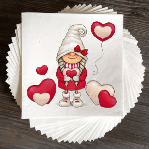 Schattige Meisje Gnome Sprookje Rode Tuin Gnomen P Servet