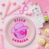 Schattige Meisje Heet Roze Disco Cowgirl Glitter Papieren Bordje (Feest)