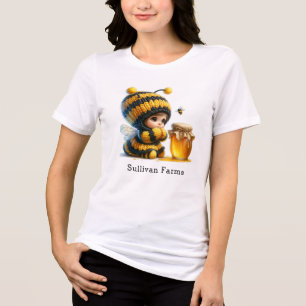 Schattige meisje in bijenkostuum met honinghandel Tri-Blend shirt