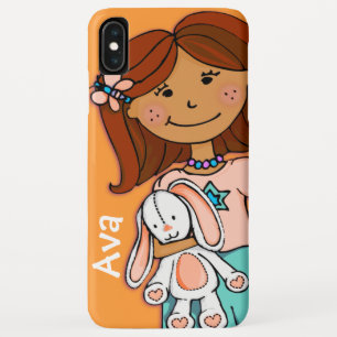 Schattige meisje knuffelen konijn grafisch sinaasa iPhone XS max hoesje