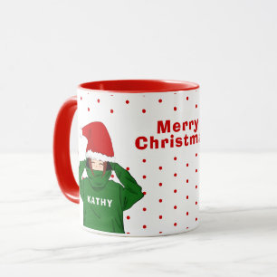 Schattige Meisje met Groene Hoodie Santa Hat Chris Mok