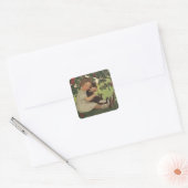 Schattige Meisje met haar Cat Fun Retro Stickers (Envelop)