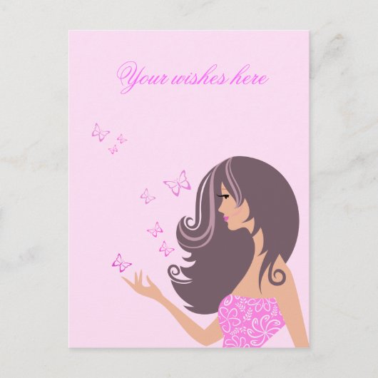 Schattige meisje met vlinders Briefkaart (Voorkant)