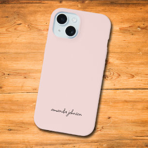 Schattige Meisje Minimal Licht Roze Monogram iPhone 15 Hoesje