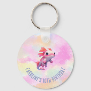 Schattige Meisje Pastel Rainbow Pink Axolotl Verja Sleutelhanger