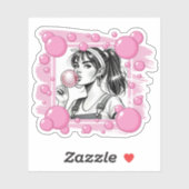 Schattige Meisje & PBubble, Comic Fun, Comic Black Sticker (Vel)