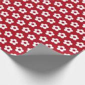 Schattige Meisje Rood Wit Cartoon Bloemen Patroon Cadeaupapier (Hoek)