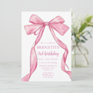 Schattige Meisje Roze Boog Verjaardag Kaart