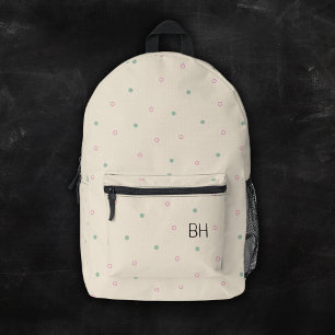 Schattige Meisje Roze Groene Polka Dots Monogram I Bedrukte Rugzak