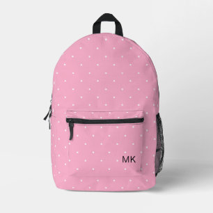 Schattige Meisje Roze Polka Dot Monogram Initialen Bedrukte Rugzak