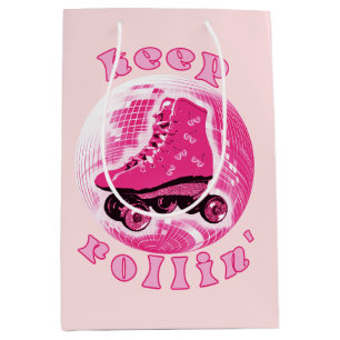 Schattige Meisje Roze Roller Schaats Keep Rollin Medium Cadeauzakje