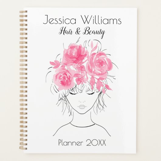 Schattige meisje roze waterverf rozen-Floral Planner (Voorkant)