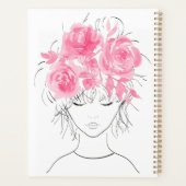 Schattige meisje roze waterverf rozen-Floral Planner (Achterkant)