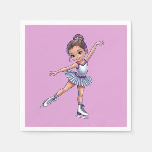 Schattige Meisje Verjaardag Schaatsen Servetten