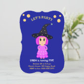 Schattige meisje verjaardagsuitnodiging kaart (Staand voorkant)