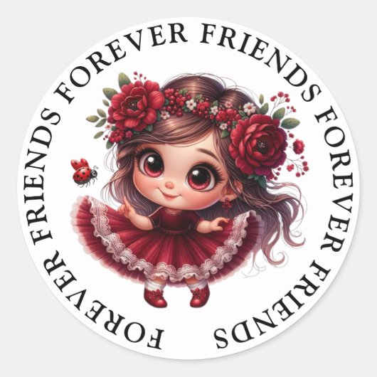 Schattige Meisje Vriendschap Stickers (Voorkant)
