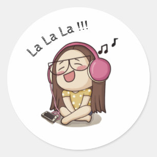 Schattige Meisje Zingende Sticker