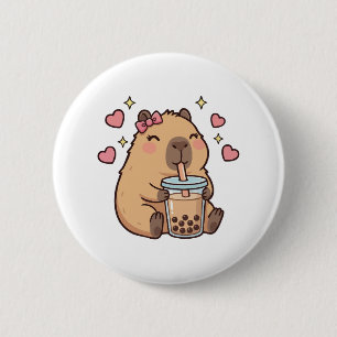 Schattige Meisjes Capybara Ramen Kawaii Thee Kawai Ronde Button 5,7 Cm