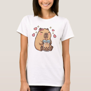 Schattige Meisjes Capybara Ramen Kawaii Thee Kawai T-shirt
