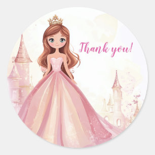 Schattige Meisjes Prinses Verjaardag Bedankt Stick Ronde Sticker