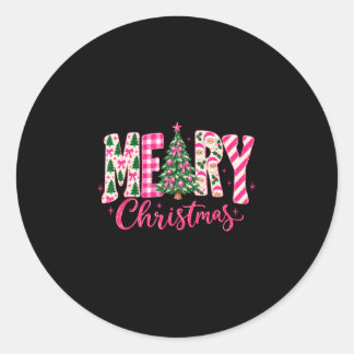Schattige meisjesachtige coquette roze kerstboom v ronde sticker
