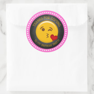 Schattige meisjesachtige Emoji verjaardagsbedankje Ronde Sticker