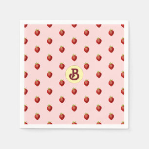 Schattige meisjesachtige roze aardbei naam monogra servet