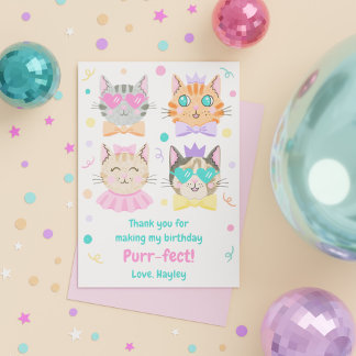 Schattige Meisjesachtige Roze Perfecte Kitty Kat V Bedankkaart