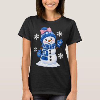 Schattige meisjesachtige sneeuwman Kerstmis vrouwe T-shirt