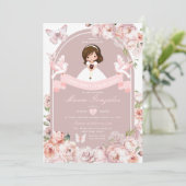 Schattige meisjesbijbel Eerste Heilige Communie Ro Kaart (Staand voorkant)