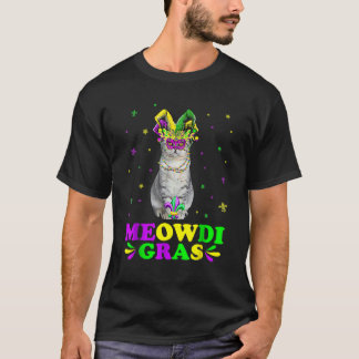 Schattige Meowdi Gras Schotse Fold Kat Carnavalsma T-shirt