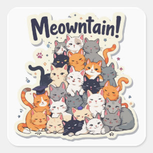 Schattige 'Meowntain' Funny Cat Stack Vierkante Sticker