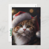 Schattige Merry Christmas Cat briefkaart (Voorkant / Achterkant)