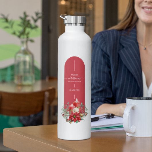 Schattige Merry Christmas Floral Minimalist Custom Waterfles