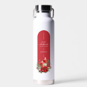 Schattige Merry Christmas Floral Minimalist Custom Waterfles (Voorkant)