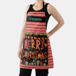 Schattige Merry Christmas Gepersonaliseerd naam Pi Schort