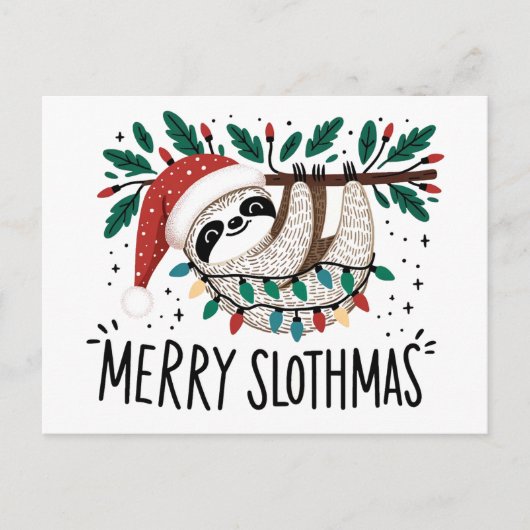 Schattige Merry Slothmas Briefkaart (Voorkant)
