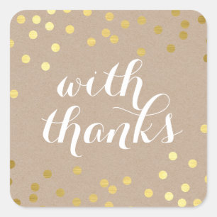 SCHATTIGE MET BEDANKT SEAL modern gouden confetti Vierkante Sticker