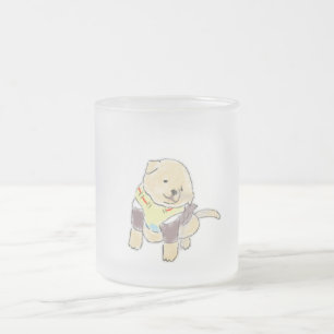 Schattige met de hand getekende gouden puppy in tu matglas koffiemok