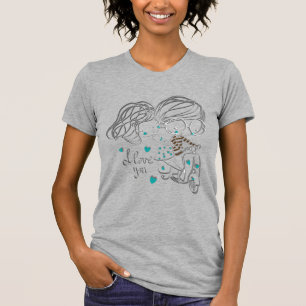 Schattige met de hand getekende "Ik hou van jou" d T-shirt