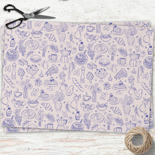 Schattige met de hand getekende Italiaanse eten en Tissuepapier