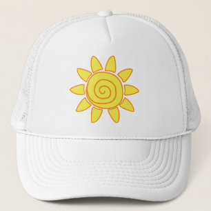 Schattige met de hand getekende zon Kinderen teken Trucker Pet