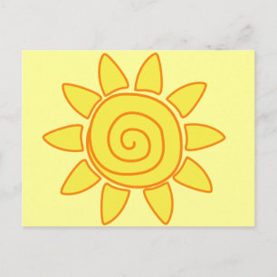 Schattige met de hand getekende zon Kindertekening Briefkaart